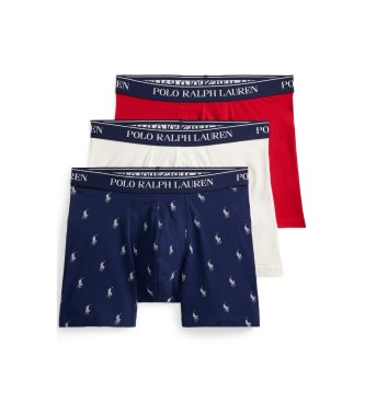 Polo Ralph Lauren Set 3 bóxers de algodón elástico marino, blanco, rojo