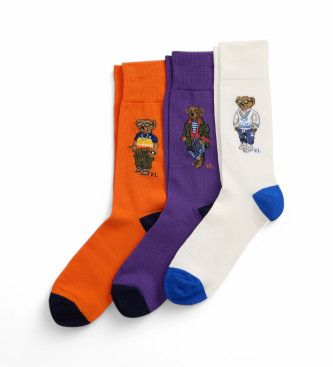 Polo Ralph Lauren 3er-Set Socken wei, lila, orange