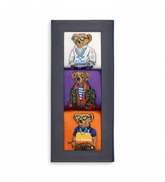 Polo Ralph Lauren Set of 3 socks white, lilac, orange