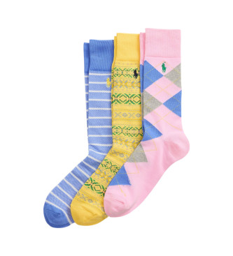 Polo Ralph Lauren Set of 3 pink, yellow, blue socks