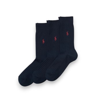 Polo Ralph Lauren Conjunto de 3 pares de meias de cano médio marinho