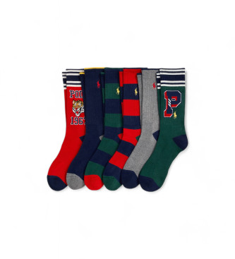 Polo Ralph Lauren Lot de 6 chaussettes imprimes multicolores