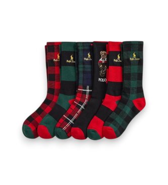 Polo Ralph Lauren Conjunto de 6 pares de meias com Polo Bear multicolorido