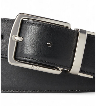 Polo Ralph Lauren Ensemble ceinture et porte-cartes en cuir noir