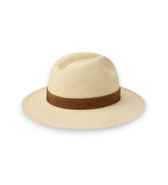 Polo Ralph Lauren Chapeau en raphia avec bord en popeline beige