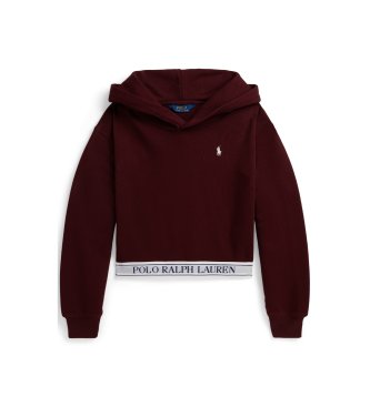 Polo Ralph Lauren Camisola de malha felpuda com capuz e logótipo em granate