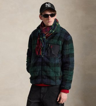Polo Ralph Lauren Sudadera cremallera blackwatch plaid verde, marino