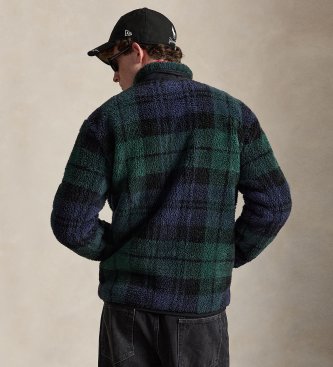 Polo Ralph Lauren Sudadera cremallera blackwatch plaid verde, marino