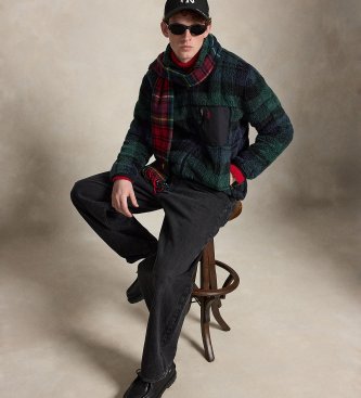 Polo Ralph Lauren Sudadera cremallera blackwatch plaid verde, marino
