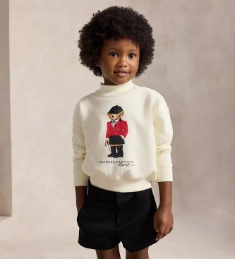 Polo Ralph Lauren Felpa quadrata con Polo Bear beige