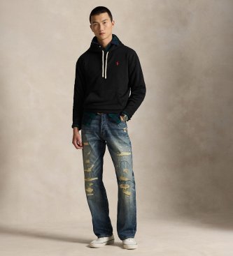 Polo Ralph Lauren Black Hooded Fleece Sweatshirt
