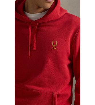 Polo Ralph Lauren R�d sweatshirt i frott� med h�tte