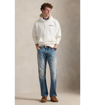 Polo Ralph Lauren Fleecova majica Relaxed Fit iz polstene tkanine, umazano bela