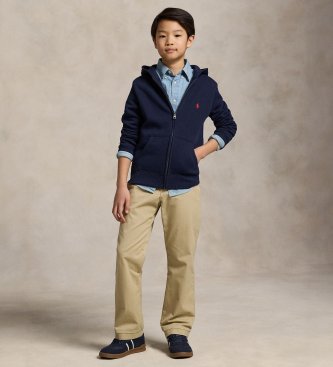 Polo Ralph Lauren Blue hooded fleece and cotton sweatshirt with hood
