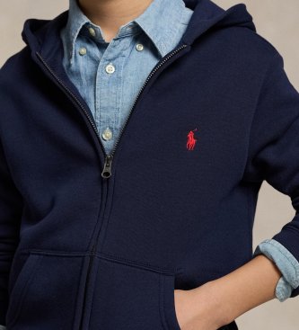 Polo Ralph Lauren Blue hooded fleece and cotton sweatshirt with hood