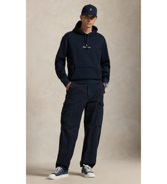 Polo Ralph Lauren Dvojna pletena jopa s kapuco iz mornarske barve