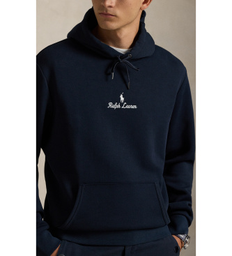 Polo Ralph Lauren Dvojna pletena jopa s kapuco iz mornarske barve