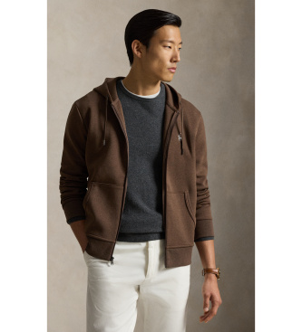 Polo Ralph Lauren Brun dobbeltstrikket sweatshirt med lynl�s