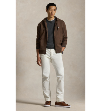 Polo Ralph Lauren Brun dobbeltstrikket sweatshirt med lynl�s