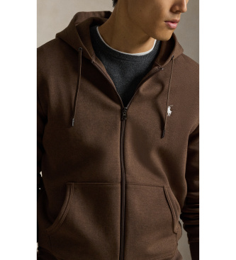 Polo Ralph Lauren Brun dobbeltstrikket sweatshirt med lynl�s