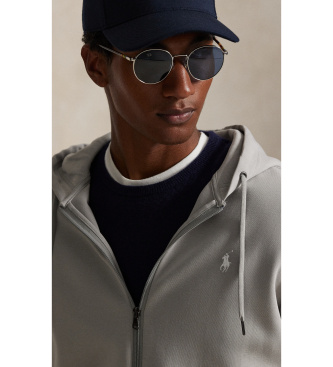 Polo Ralph Lauren Camisola de malha dupla com fecho de correr cinzento