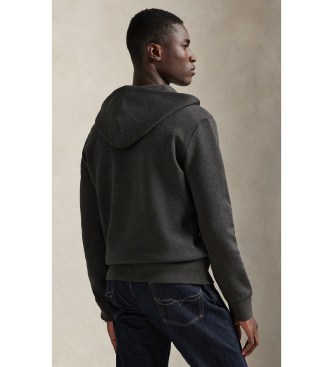 Polo Ralph Lauren Camisola de malha dupla cinzenta escura com fecho de correr