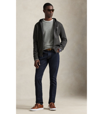 Polo Ralph Lauren Camisola de malha dupla cinzenta escura com fecho de correr