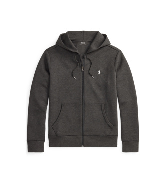 Polo Ralph Lauren Camisola de malha dupla cinzenta escura com fecho de correr