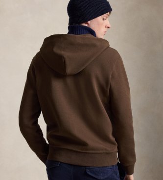 Polo Ralph Lauren Brązowa bluza z podwójnej dzianiny z zamkiem błyskawicznym