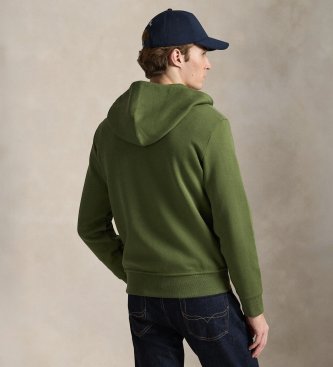 Polo Ralph Lauren Camisola de malha dupla verde com fecho de correr