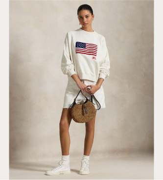 Polo Ralph Lauren Felpa Logo Flag French Terry bianco