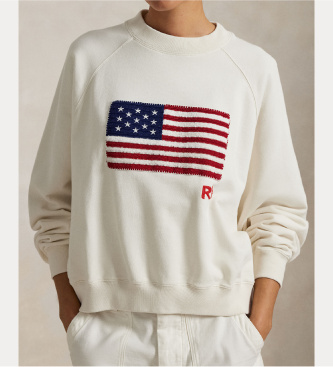 Polo Ralph Lauren Felpa Logo Flag French Terry bianco
