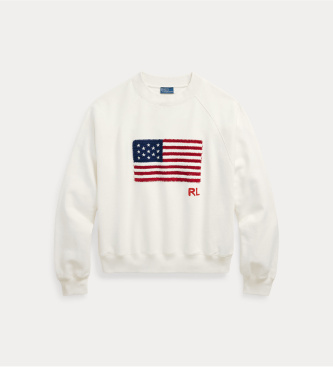 Polo Ralph Lauren Felpa Logo Flag French Terry bianco