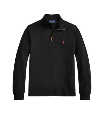 Polo Ralph Lauren Pull en côtes anglaises avec fermeture éclair noir