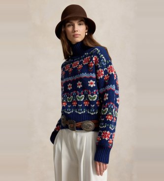 Polo Ralph Lauren Wool blend sweater with blue flowers