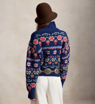 Polo Ralph Lauren Wool blend sweater with blue flowers