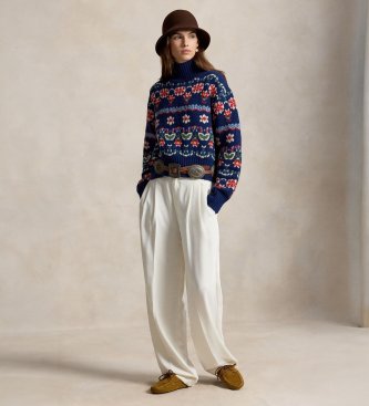 Polo Ralph Lauren Wool blend sweater with blue flowers