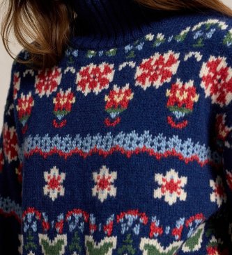 Polo Ralph Lauren Wool blend sweater with blue flowers