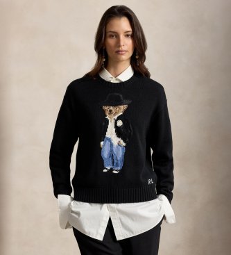 Polo Ralph Lauren Maglione di cotone con Polo Bear nero