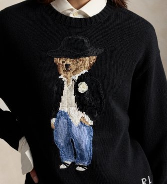 Polo Ralph Lauren Maglione di cotone con Polo Bear nero