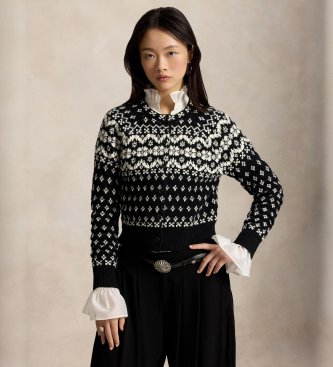 Polo Ralph Lauren Fair Isle-cardigan i uldmix, sort