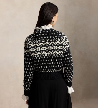 Polo Ralph Lauren Fair Isle-cardigan i uldmix, sort