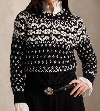 Polo Ralph Lauren Zwarte Fair Isle-vest van wolmix