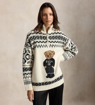 Polo Ralph Lauren Jersey de lana y cachemira con Polo Bear blanco
