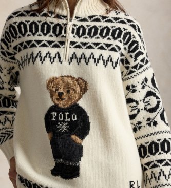 Polo Ralph Lauren Jersey de lana y cachemira con Polo Bear blanco