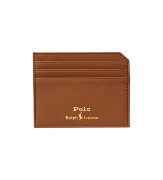 Polo Ralph Lauren Tarjetero de cuero liso marrn