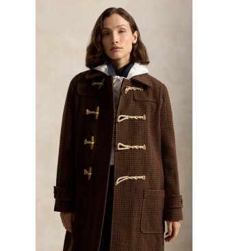 Polo Ralph Lauren Brown houndstooth wool duffle coat