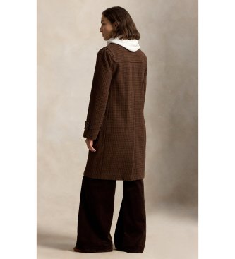 Polo Ralph Lauren Brown houndstooth wool duffle coat