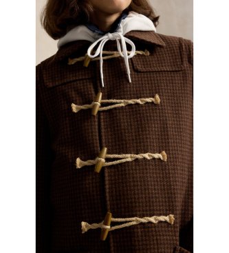 Polo Ralph Lauren Brown houndstooth wool duffle coat