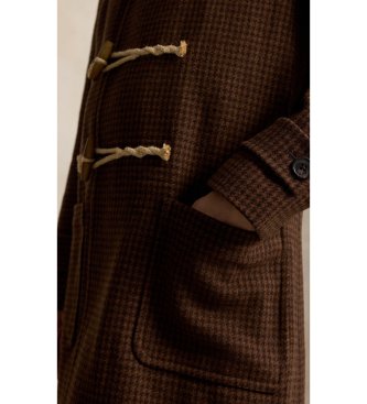 Polo Ralph Lauren Brown houndstooth wool duffle coat